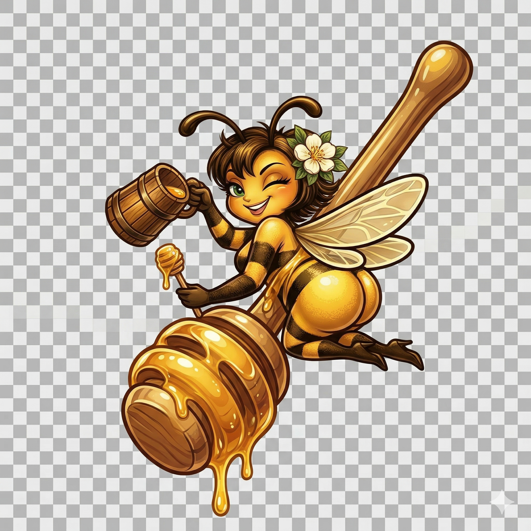 Bee Riding Honey Dipper